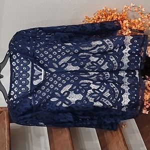 NWT blue lace top with cream tank